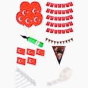 23 Nisan Süsleri Türk Bayrağı Balon Bayrak Flama Çubuklu Bayrak Paketi ve Ev Kreş Okul Süsleme Seti