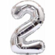 Rakam Folyo Balon 2 Rakamı Büyük Boy Balon Gümüş/Gri 100CM