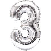 Rakam Folyo Balon 3 Rakamı Büyük Boy Balon Gümüş/Gri 100CM