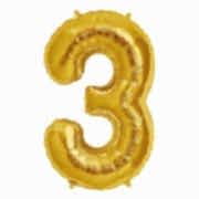 Rakam Folyo Balon 3 Rakamı Büyük Boy Balon Altın Sarısı /Dore 100CM