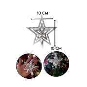 10cm Gümüş Gri Yılbaşı Çam Ağaçı Gümüş Tepe Yıldızı Yeni Yıl Metalik Tepe Süsü Yıldız