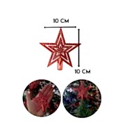 10cm Kırmızı Yılbaşı Çam Ağaçı Tepe Yıldızı Yeni Yıl Metalik Tepe Süsü Yıldız