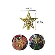 10cm Yılbaşı Çam Ağaçı Altın Gold Tepe Yıldızı Yeni Yıl Metalik Tepe Süsü Yıldız