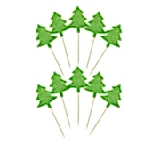 10lu Yeşil Kürdan Yılbaşı Çam Ağacı Simli Süslü Eva Sunum Kürdanı Yeni Yıl Noel Masa Dekor