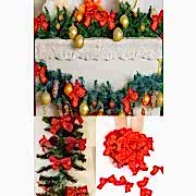 12 Adet Kırmızı Yılbaşı Çam Ağaçı Fiyonk Kurdele Yeni Yıl Noel Parti Dekorasyon Süsleri 7,5x5cm