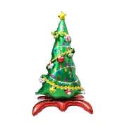 1 Ad. Yılbaşı Ağaç Folyo Balon 120x58 Cm Yeni Yıl Dekor Ayakta Duran Büyük Boy Ağaç Balon Süsleri