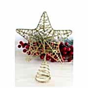  20 Cm Yılbaşı Çam Ağaçı Gold Parlak Metal 3d Altın Tepe Yıldızı Noel Ağaç Kabarık Tepelik Süsü