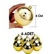 6 Adet Büyük Boy Gold Yılbaşı Çam Ağaçı Süsü Yeni Yıl Noel Dekor Parlak Cici Top Süs 6cm