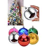  6 Adet Büyük Boy Renkli Yılbaşı Çam Ağaçı Süsü Yeni Yıl Noel Dekor Parlak Cici Top Süs 6cm