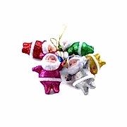 6'lı Karışık Renkli Noel Baba Yılbaşı Çam Ağacı Asma Simli Süsü Süsleri Seti Happy New Year