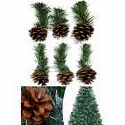 6'lı Yılbaşı Çam Ağaçı Yeşil Yapraklı Doğal Kozalak Yeni Yıl Ağaç Kozalağı Pratik Dekor Süs
