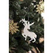 Gümüş Gri Keçe Geyik Yılbaşı Ağaç Süs Simli Eva Ağaç ve Hediye Süsü 6lı