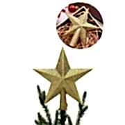Yılbaşı Çam Ağacı Tepe Süsü 3d Kabarık Altın Simli Yıldız Tepelik Süs 19 Cm
