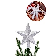 Yılbaşı Çam Ağacı Tepe Süsü Parlak Gümüş Kabarık 3d Yıldız Tepelik Süs 17 cm