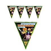 1 Ad Yeşil 10 Bayraklı Minecraft Flama Erkek Doğum Günü Malzemesi