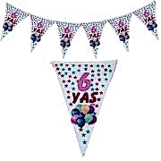 1 Adet 10 Bayraklı 6 Yaş Bayrak Flama Pembe Kız 2. 2 M Doğum Günü
