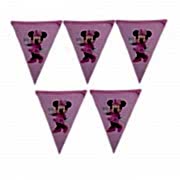 1 Adet 10 Bayraklı Minnie Mouse Flama Kız Parti  Doğum Günü  Flaması Ucuz 2mt