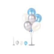 1 Adet 7'Li Balon Standı Ve 7 Adet  Gümüş -Mavi - Beyaz  Metalik Balon  Set