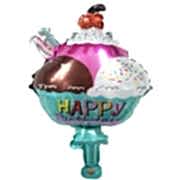 1 Adet Dondurma Şeklinde Folyo Balon, Happy Birthday Yazılı Balon