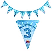 1 Adet Erkek Mavi 3. Yaş Günüm Yazılı Doğum Günü Parti Flaması