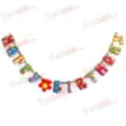 1 Adet Happy Birthday Çiçekli Yazı 120cm x 10cm PD7688