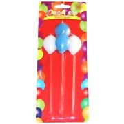 1 Adet Mavi, Beyaz Uzun Çubuklu Balon Şeklinde 4lü Mum