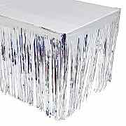 1 Adet Metalik Gümüş Gri Püsküllü Parti Masası Eteği Örtüsü Süsü