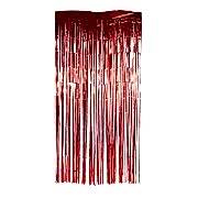 Simli Uzun Kırmızı 2m Kapı Parti Perdesi Parlak Duvar Püskülü Süs