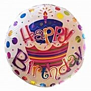 1 Adet Renkli Happy Birthday Helyumla Uçan Yuvarlak Folyo Balon