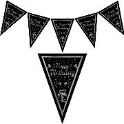 1 Adet Siyah Happy Birthday Yetişkin 1.9m Parti Flaması