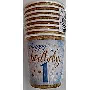 1 Yaş Mavi 8 Adet Yıldızlı Happy Birthday Bardak Parti Bardağı