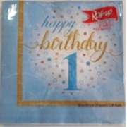 1 Yaş Mavi 8 Adet Yıldızlı Happy Birthday Peçete Parti Peçetesi