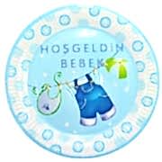 10 Adet Baby Shower Tabağı, Mavi Hoşgeldin Bebek Tabak