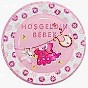 10 Adet Baby Shower Tabağı, Pembe Hoşgeldin Bebek Tabak
