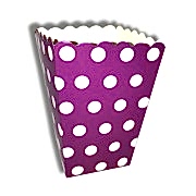 10 Adet Beyaz Puantiyeli Mor Patlamış Mısır İkram Kutusu, Benekli