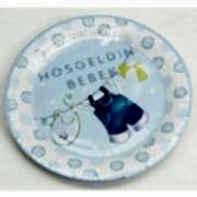 10 Adet Hoşgeldin Bebek Tabak Mavi Erkek Doğum Odası