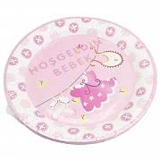 10 Adet Hoşgeldin Bebek Tabak Pembe Kız Doğum Odası