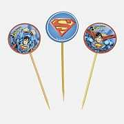 10 Adet Lisanslı Superman Kürdan, Süpermen Cupcake Kek Kürdanları