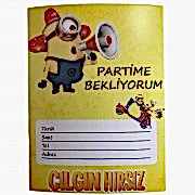 10 Adet Minion, Minyon, Minions Partime Bekliyorum Davetiye
