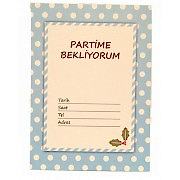 10 Adet Erkek Doğum Günü vb Mavi Parti Davetiyesi Türkçe