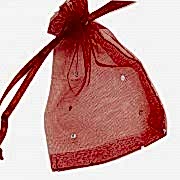 100 Adet Kırmızı Pullu Tül Kına ve Çerez Kesesi, Kuruyemiş Kesesi