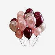 100 Adet Rose Gold- Gümüş - Bordo Metalik Balon 3'Lü Renk  - 12 İnç