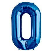 100 cm Mavi 0 Rakam Folyo Balonu, Sayı Büyük Boy Helyumla Uçan