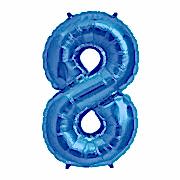 100 cm Mavi 8 Rakam Folyo Balonu, Sayı Büyük Boy Helyumla Uçan