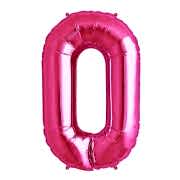 100 cm Pembe 0 Rakam Folyo Balonu, Sayı Büyük Boy Helyumla Uçan