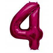 100 cm Pembe 4 Rakam Folyo Balonu, Sayı Büyük Boy Helyumla Uçan