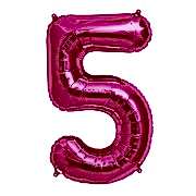 100 cm Pembe 5 Rakam Folyo Balonu, Sayı Büyük Boy Helyumla Uçan