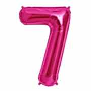 100 cm Pembe 7 Rakam Folyo Balonu, Sayı Büyük Boy Helyumla Uçan