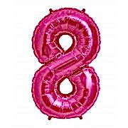 100 cm Pembe 8 Rakam Folyo Balonu, Sayı Büyük Boy Helyumla Uçan