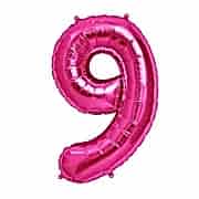 100 cm Pembe 9 Rakam Folyo Balonu, Sayı Büyük Boy Helyumla Uçan